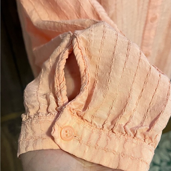 Lane Bryant Orange Button Down Long Sleeve Texturized Blouse Sz 16 - Picture 3 of 8